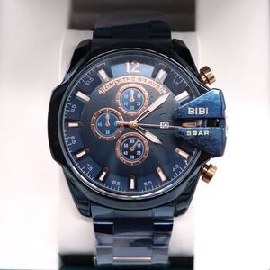 BIBI Only the Brave Quartz Watch Deep Blue & Rose Gold K7073 w/ Box